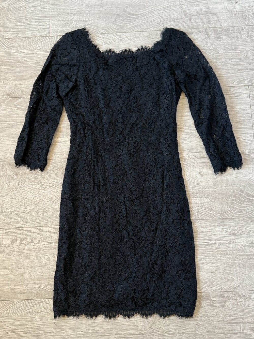DVF Zarita Black Lace Sheath Dress Size 0